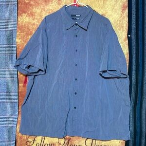 MURANO-black/gray stripe cotton blend MODERN COMFORT short sleeve dress shirt